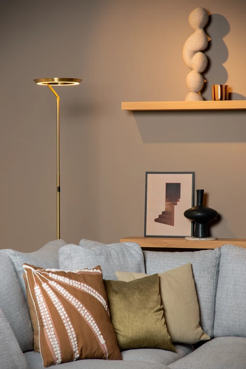 Lucide CELESTE - Floor lamp - Ø 28 cm - LED Dim. - 1x21W 2700K - Matt Gold / Brass - atmosphere 1